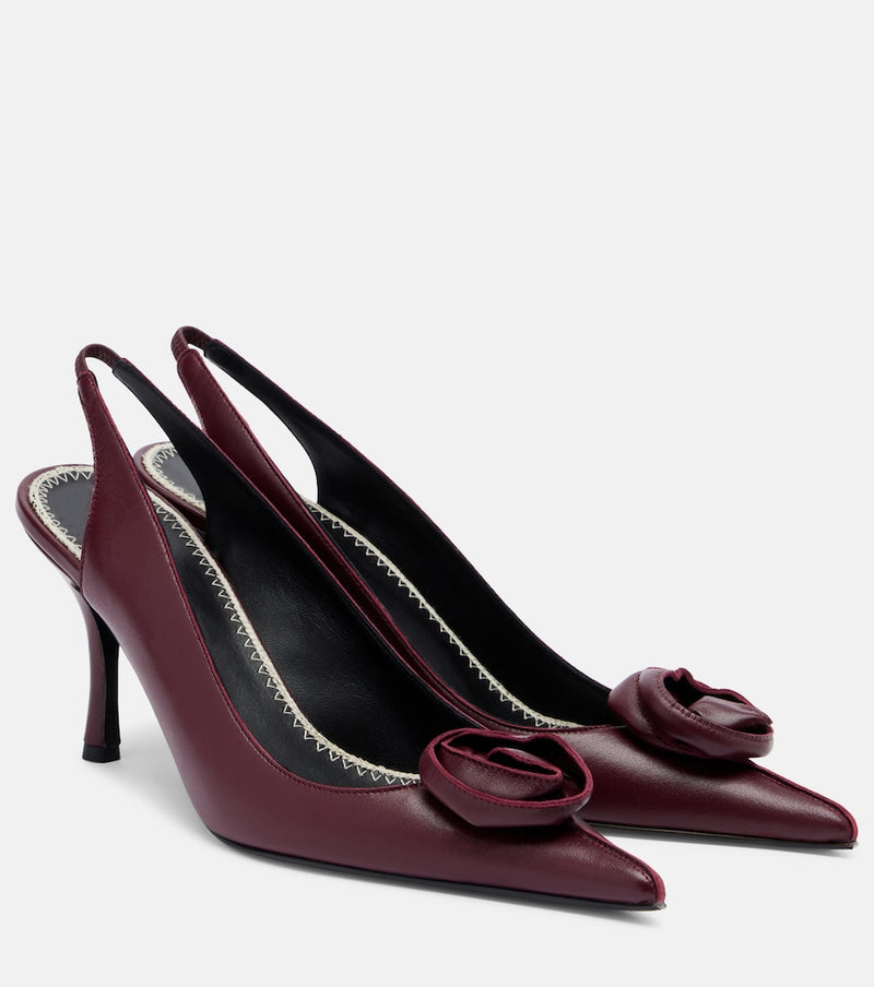 Magda Butrym Floral-applique leather slingback pumps