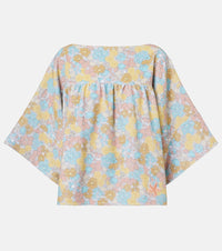 Chloe Floral gathered cotton top