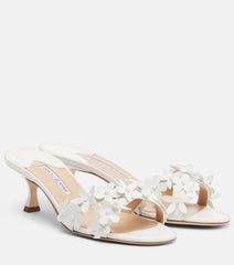 Manolo Blahnik Anistarona floral-applique leather mules