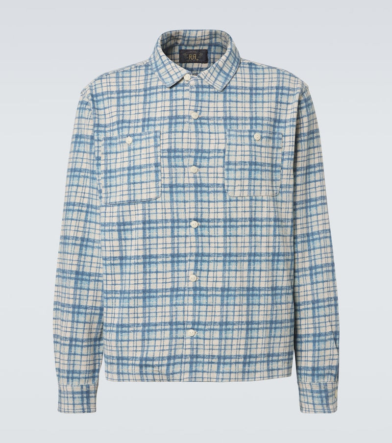 RRL Plaid cotton and linen jersey shirt