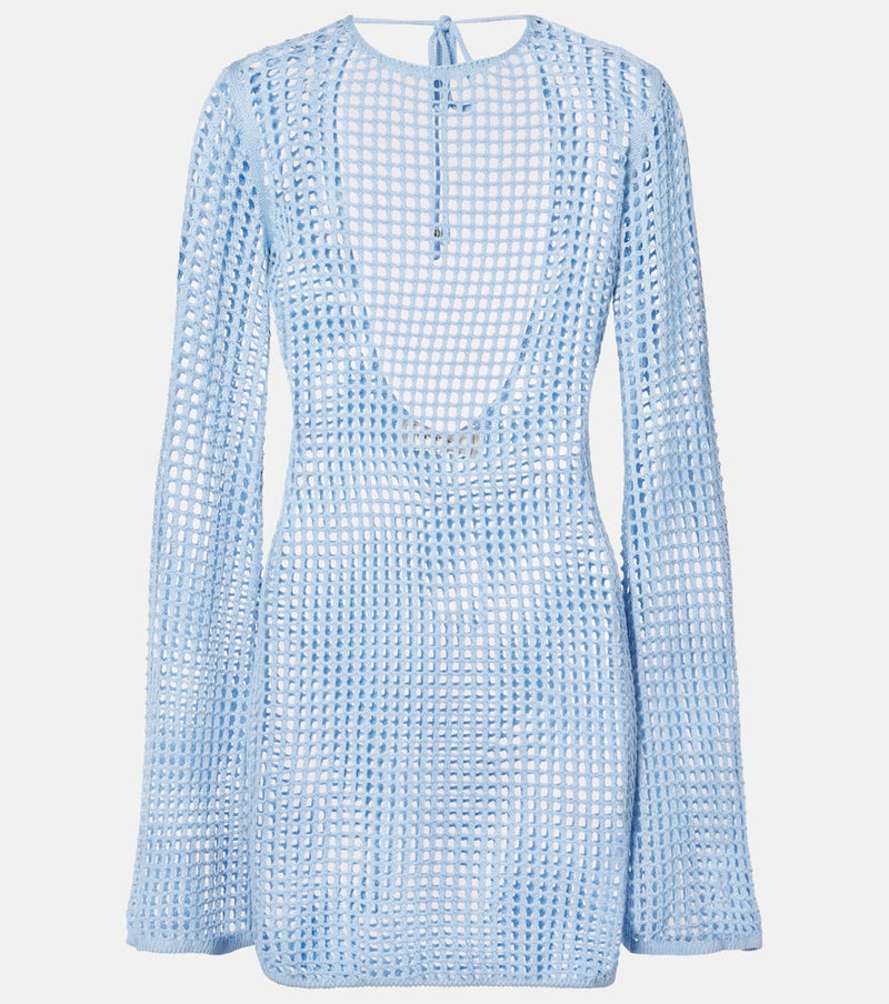 Bananhot Serena open-knit minidress in Pacific Blue