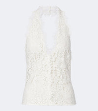 Stella McCartney Halterneck cotton-blend lace top