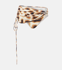 Christopher Esber Orbit ruched animal-print bikini bottoms