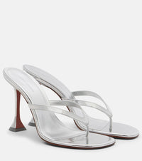 Amina Muaddi Juliette mirrored leather thong sandals