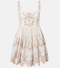 Agua by Agua Bendita Mielero embroidered linen minidress
