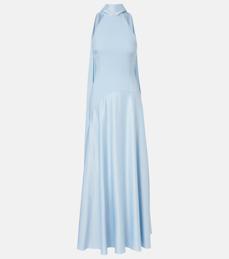 Solace London Cece halterneck crepe and satin gown