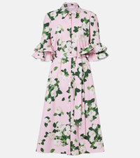 Carolina Herrera Belted floral cotton-blend shirt dress