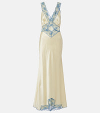 SIR Lace-trimmed silk maxi dress