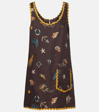 Alemais Printed scalloped linen minidress