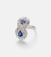 Suzanne Kalan 18kt white gold (750/1000) ring with gemstones