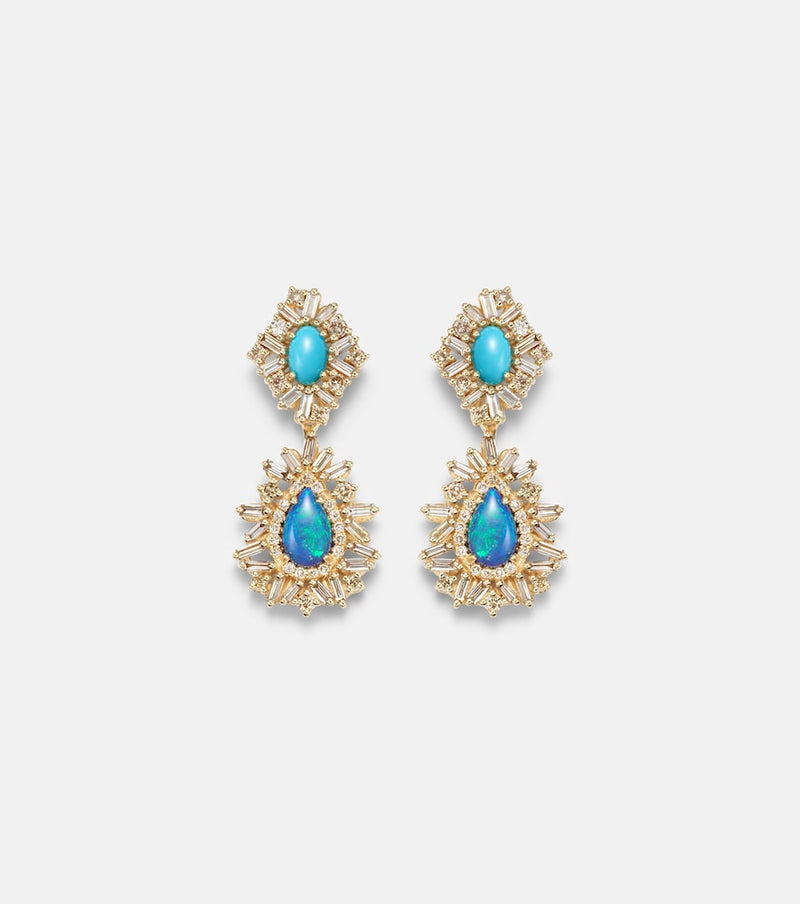 Suzanne Kalan 18kt gold (750/1000) earrings with gemstones