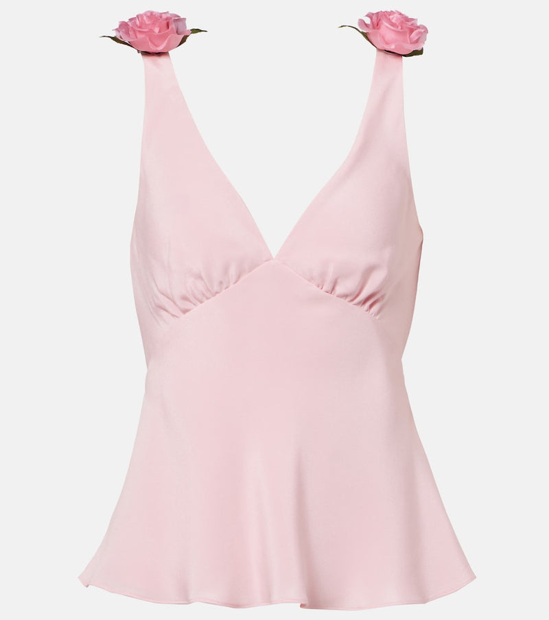 Rodarte Floral-applique silk crepe top