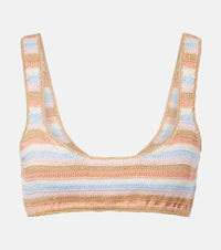 Anna Kosturova Crochet striped cotton bikini top