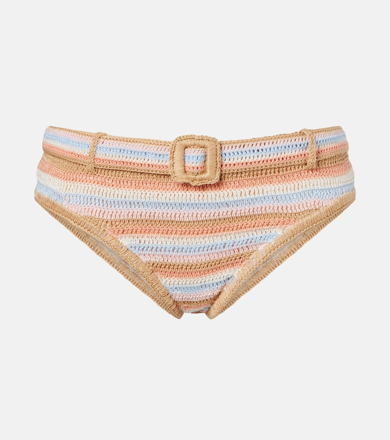 Anna Kosturova Crochet striped cotton bikini bottoms in Pastel Stripe