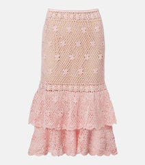 Anna Kosturova Florence crochet ruffled cotton midi skirt