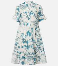 Erdem Floral tiered cotton and linen minidress