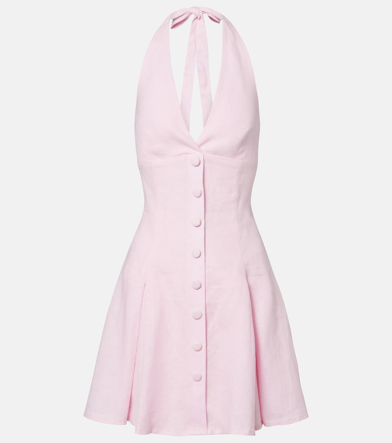 Faithfull Murano halterneck linen minidress