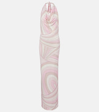 Pucci Iride halterneck satin jersey maxi dress