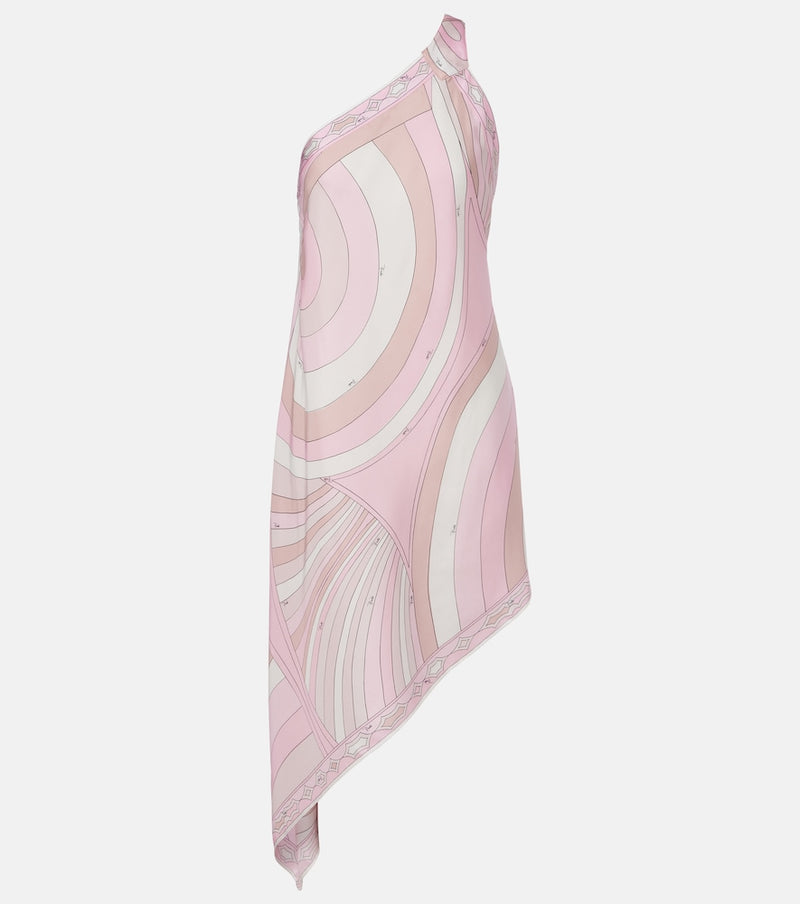 Pucci Iride asymmetric silk twill midi dress