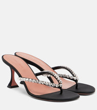 Amina Muaddi Gigi embellished satin thong sandals