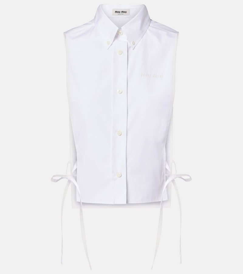 Miu Miu Cutout cotton poplin shirt