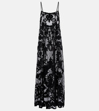 Juliet Dunn Embroidered sheer cotton maxi dress