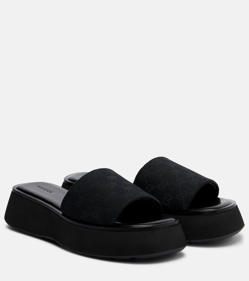 Gucci GG canvas platform slides