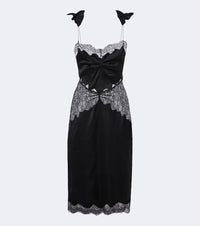 The Attico Lace-trimmed satin midi dress