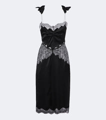 The Attico Lace-trimmed satin midi dress