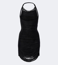 The Attico Fringed halterneck minidress