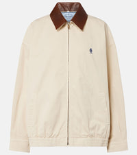 Prada Leather-trimmed oversized cotton blouson jacket