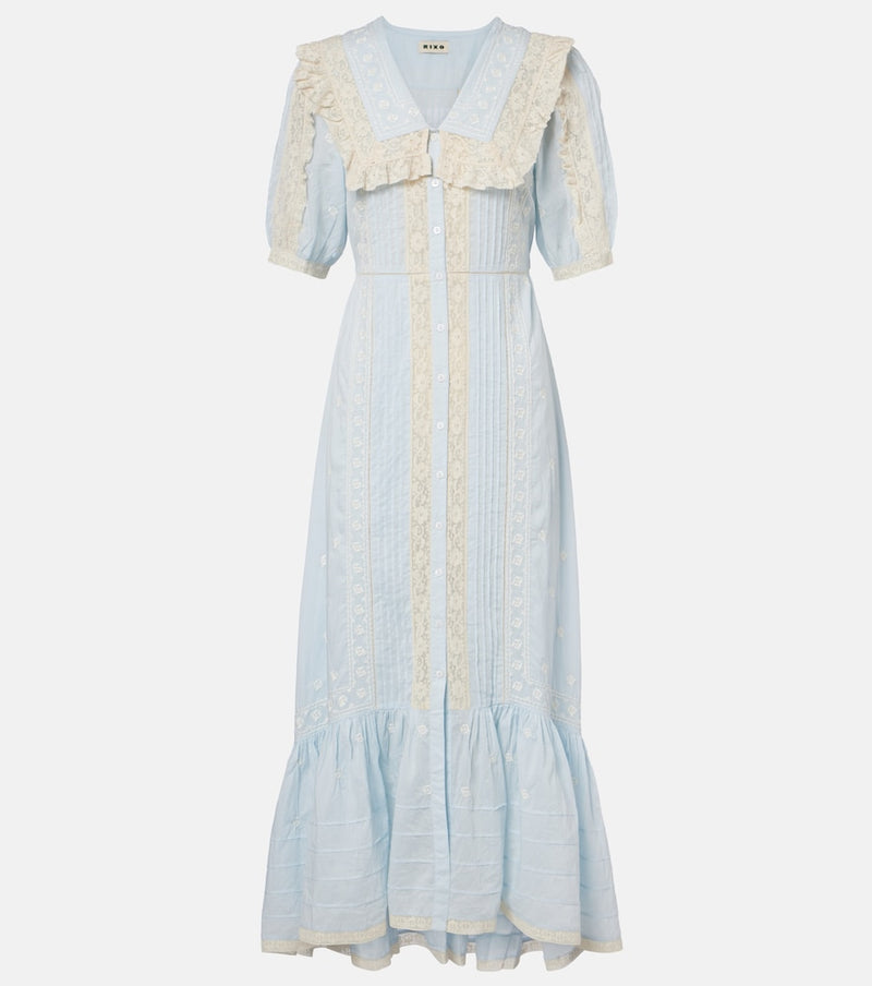 Rixo Edina embroidered cotton midi dress