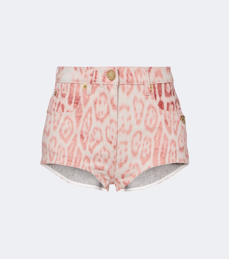 Roberto Cavalli Leopard-print denim shorts