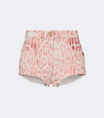 Roberto Cavalli Leopard-print denim shorts