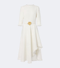 Oscar de la Renta Belted fringed boucle midi dress
