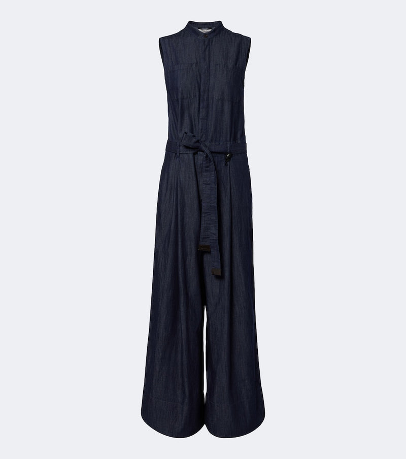 S Max Mara Wide-leg denim jumpsuit in Midnightblue Dark Clean