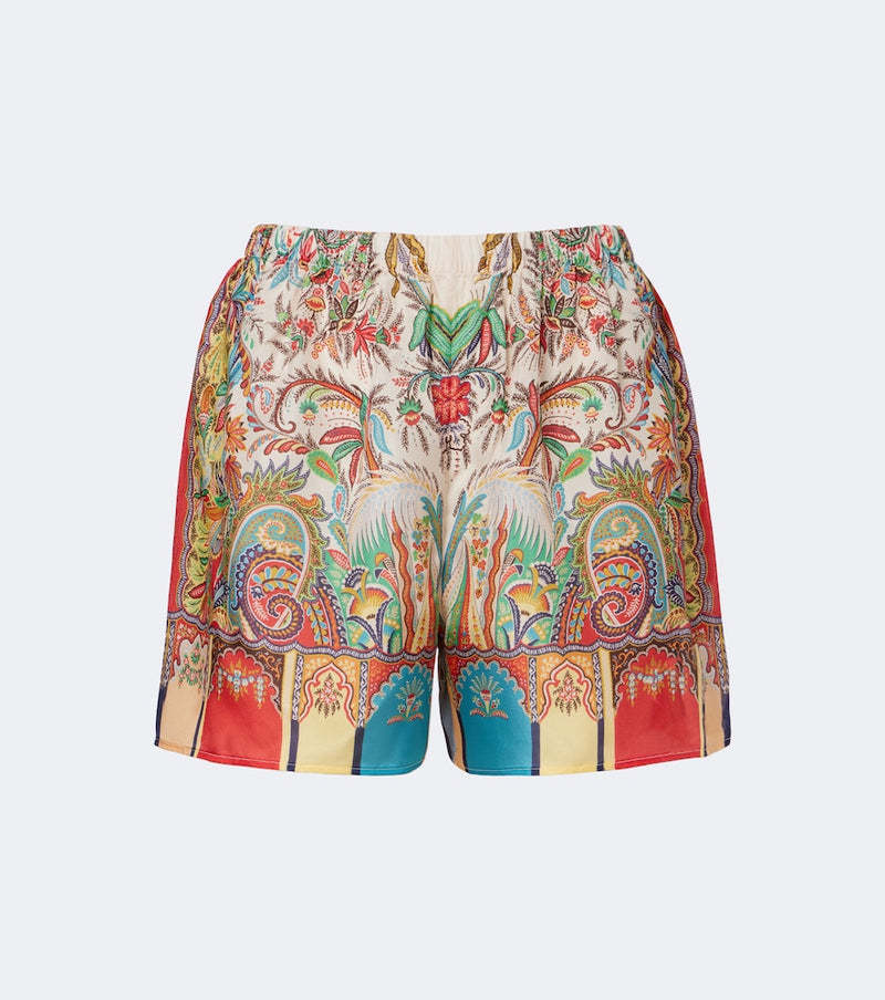 Etro Paisley silk satin shorts