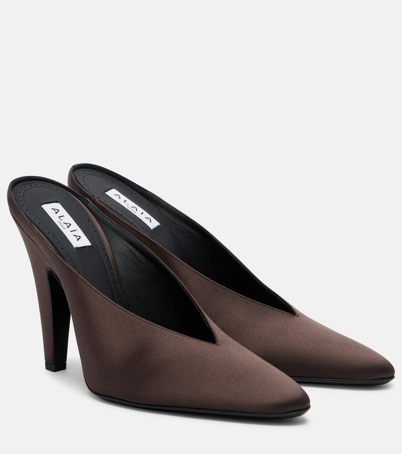 Alaia Cone satin mules