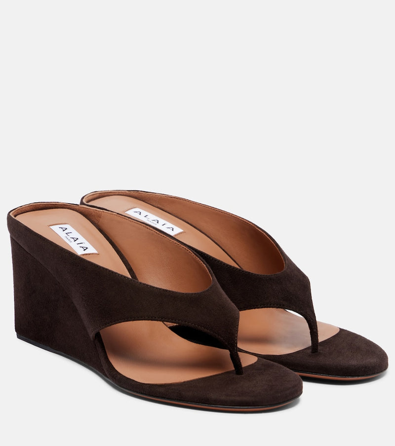 Alaia Cube suede wedge sandals