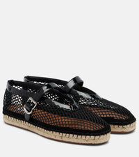 Alaia Fishnet leather-trimmed espadrilles