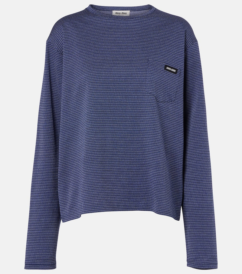 Miu Miu Striped jacquard cotton jersey T-shirt