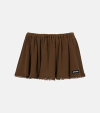 Miu Miu Lace-trimmed pointelle cotton miniskirt