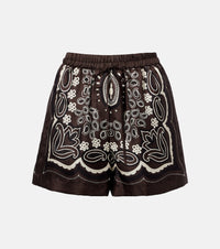 Nili Lotan Frances printed silk twill shorts