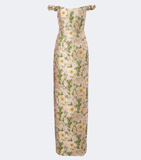 Markarian Off-shoulder floral brocade gown