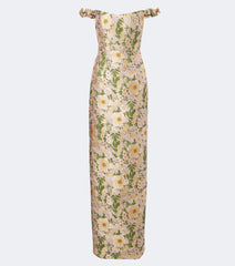 Markarian Off-shoulder floral brocade gown