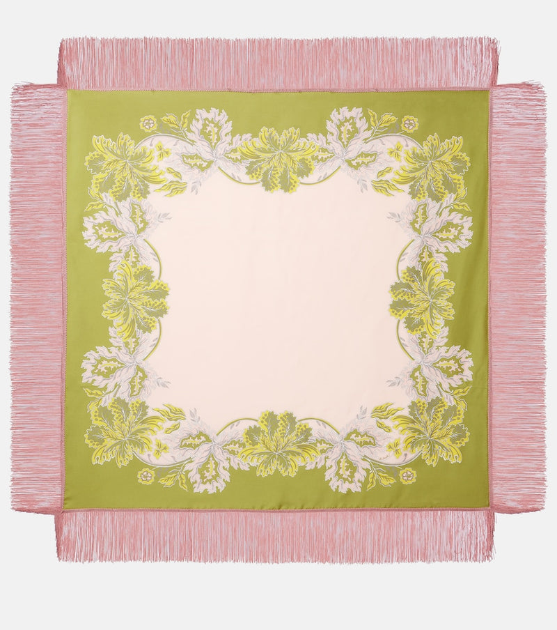 La DoubleJ Fringed printed silk twill scarf