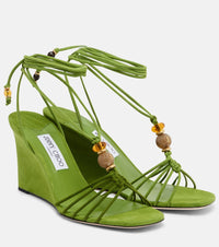 Jimmy Choo Lola embellished suede wedge sandals