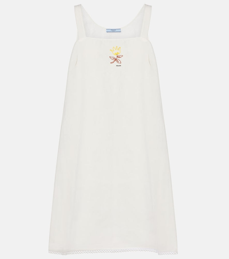 Prada Embroidered linen minidress