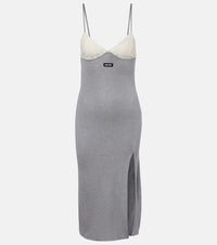 Miu Miu Lace-trimmed silk jersey midi dress