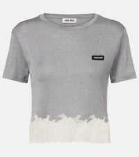 Miu Miu Lace-trimmed silk jersey crop top